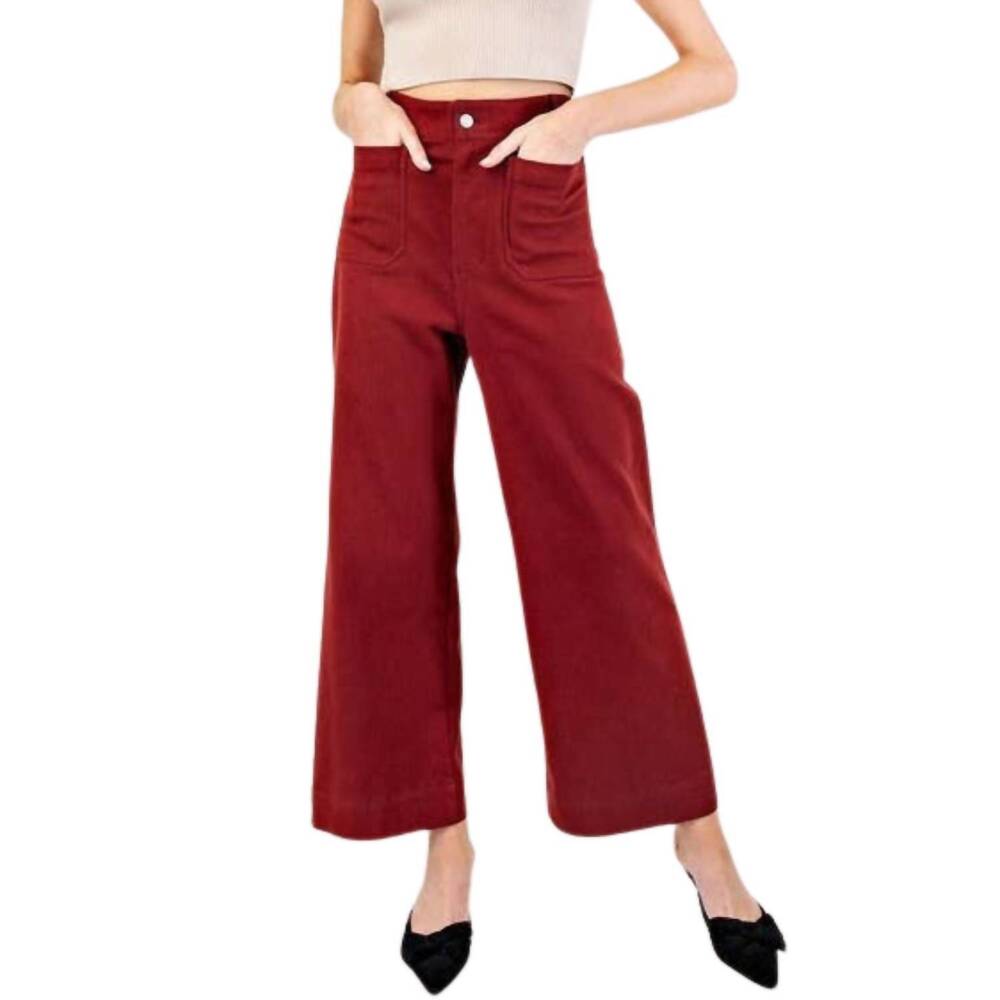 NEW STYLE USA soft washed wide leg pants in maroon